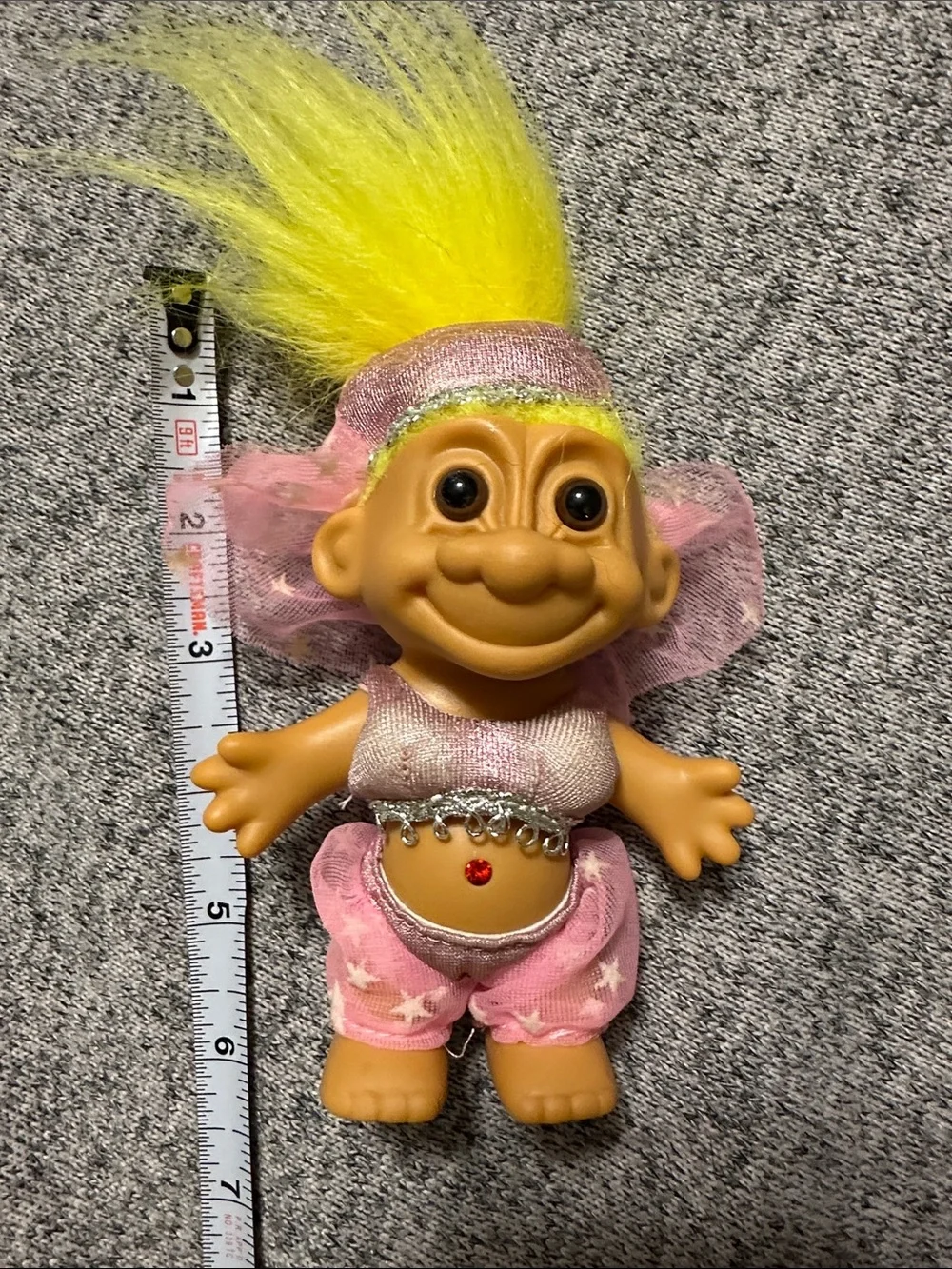 Russ Yellow Hair Pink Outfit Troll Doll with Belly Gem